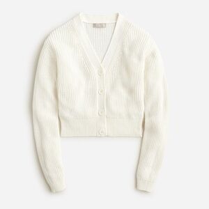 J Crew Cotton-blend cropped V-neck cardigan sweater Cream XL
